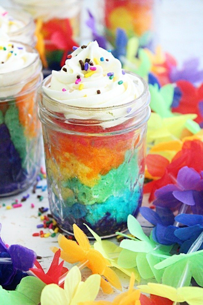 Rainbow Cake in a Jar | Table for Seven