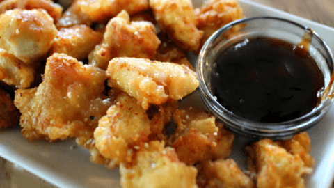 Sesame Chicken Nuggets with Honey Teriyaki BBQ Sauce #chickennuggets #sesame #honeyteriyaki #bbqsauce #chicken #dinner #kidfriendly #tableforsevenblog