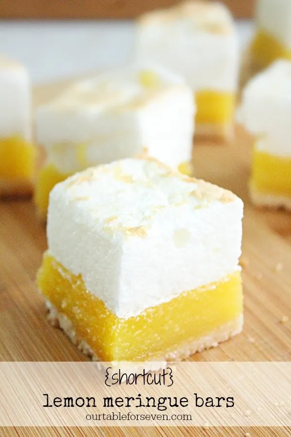 Shortcut Lemon Meringue Bars- Table for Seven #lemonmeringue #bars #dessert