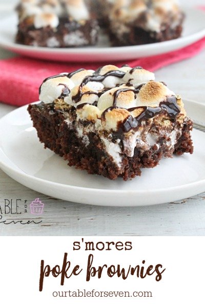 Smores Poke Brownies #brownies #smores #chocolate #dessert #tableforsevenblog