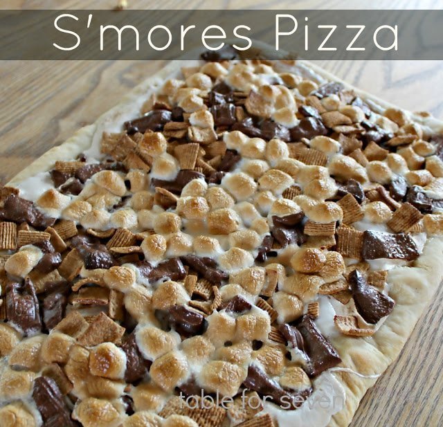 S mores Pizza with Homemade Pizza Dough #tableforsevenblog #pizzadough 
