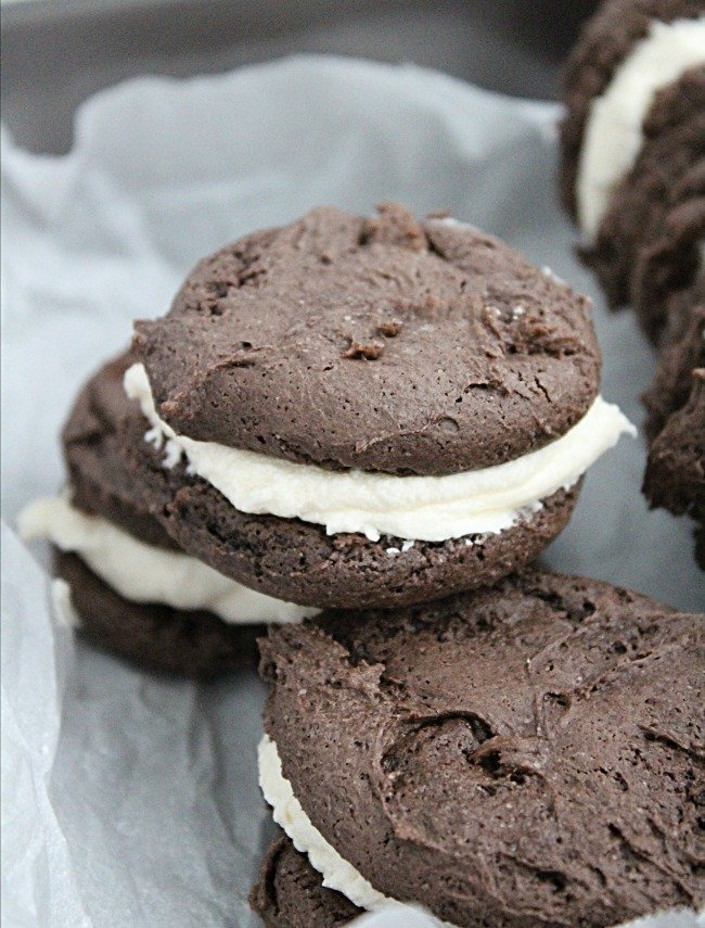 Soft Chocolate Sandwich Cookies #cookies #sandwichcookies #chocolate #dessert #tableforsevenblog 