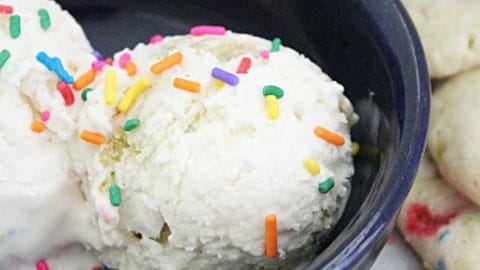 No Churn Sugar Cookie Ice Cream| Table for Seven #nochurn #icecream #sugarcookie #dessert