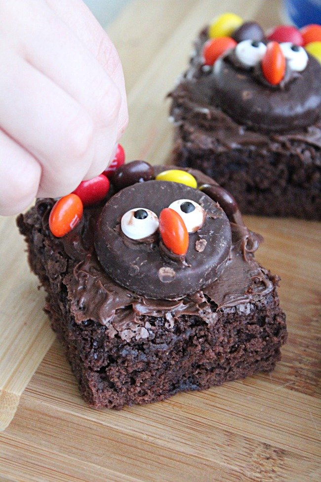 Turkey Brownies: Table for Seven #brownies #chocolate #turkey #thanksgiving #dessert